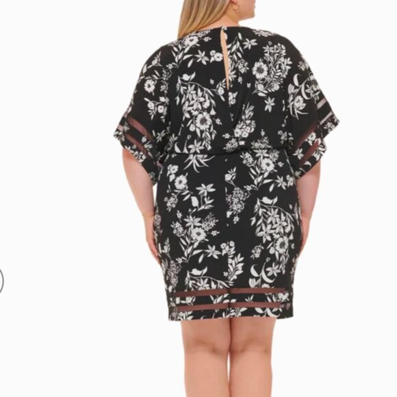 NWT Jessica Howard Women's Plus Size Blouson Black with Floral Print Size 14w - Picture 2 of 3